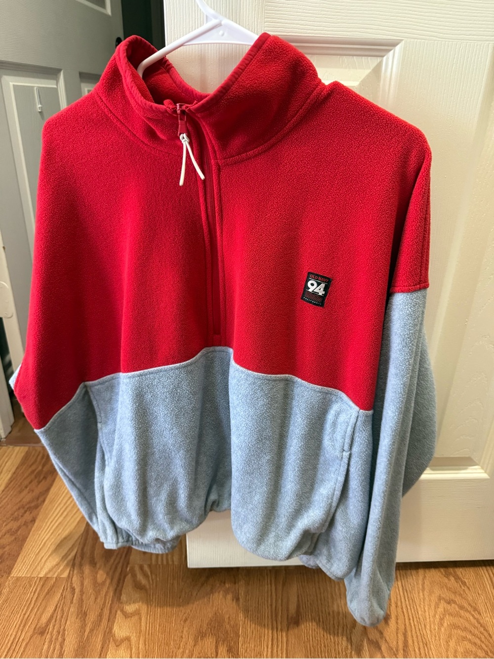 Old Navy Red and Light Gray Half-Zip Fleece Pullover